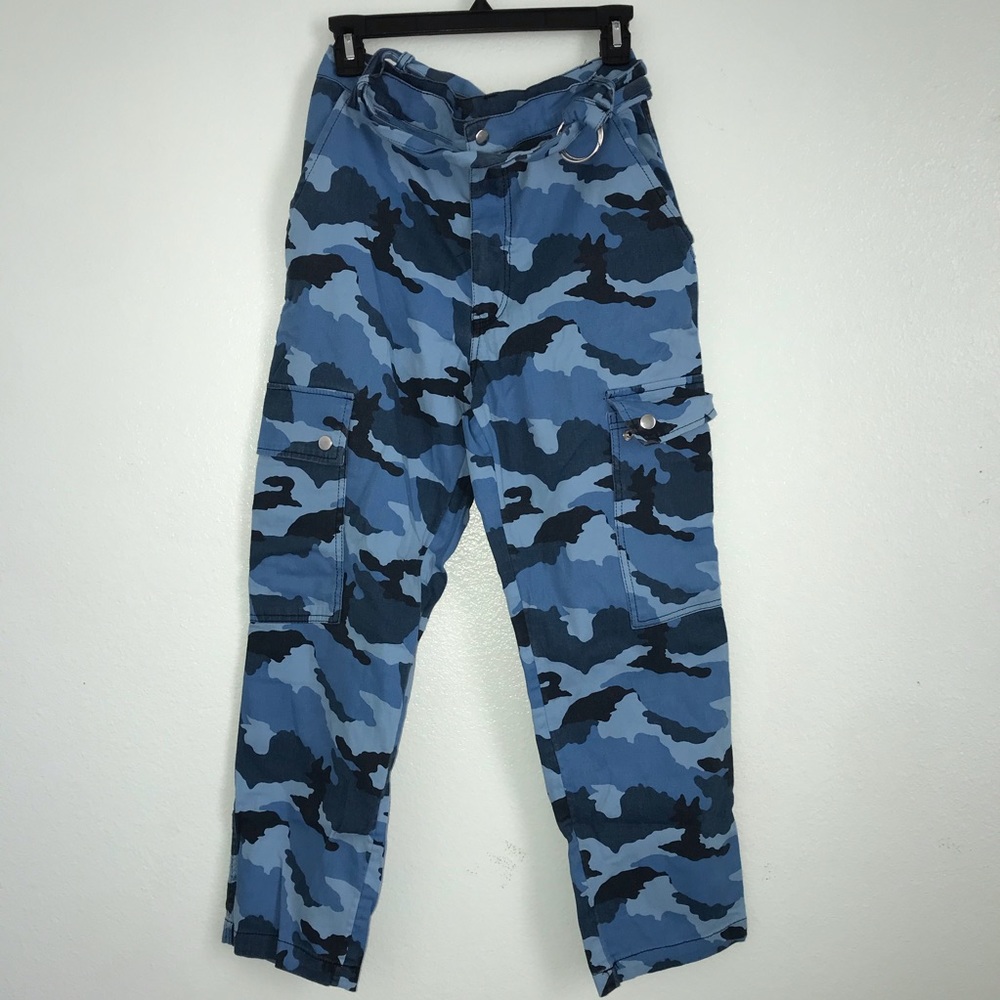 Blue camo cargo pants